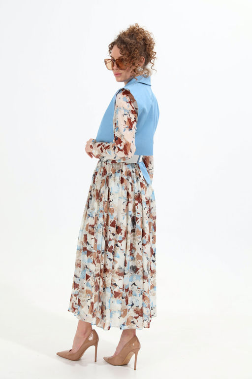 Платье NIKVA н904-4 голубой+акварель  фото 7