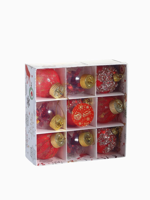 Ёлочные игрушки Капризы зимы, шары новогодние, d=6 см, 9 шт. красный - Зимнее волшебство фото 18