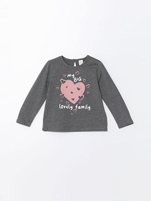 Bisiklet Yaka Uzun Kollu Bask?l? K?z Bebek Ti??rt 2li - Waikiki фото 2