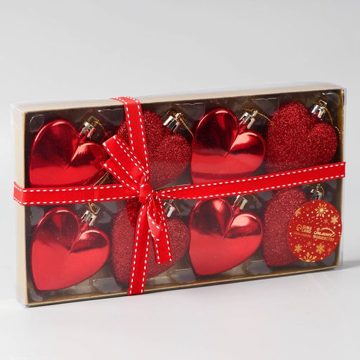 Ёлочные игрушки 8 шт. Зимнее волшебство. Романтика пластик, 6 см, красный фото 2