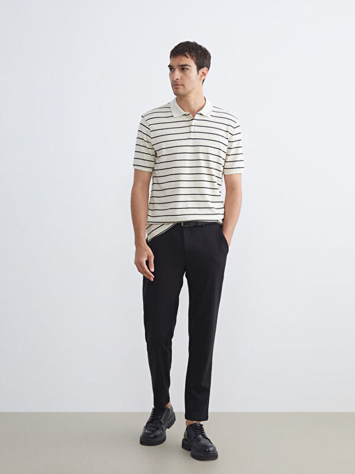 Polo Yaka ?izgili Penye Erkek Ti??rt