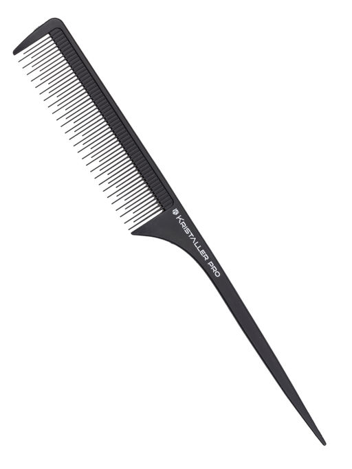 Kristaller Профессиональный гребень для волос с ручкой 8612, карбон, черный, 24 см