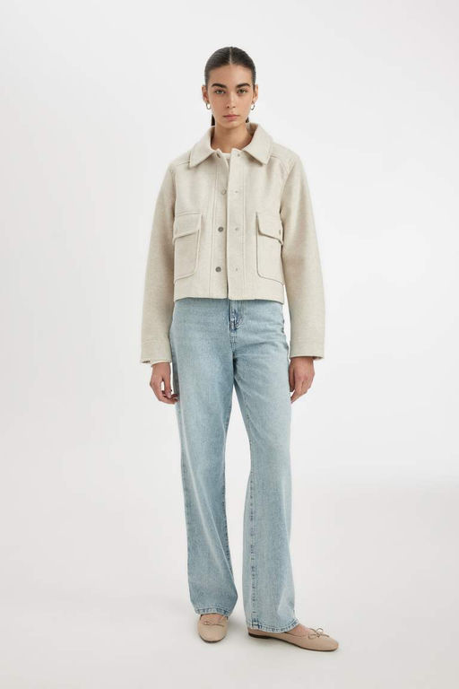 Куртка стандартного кроя с воротником-поло и строчкой - Defacto фото 2