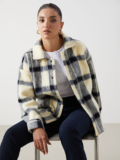 Ekose Oversize Kad?n Pel?? G?mlek Ceket