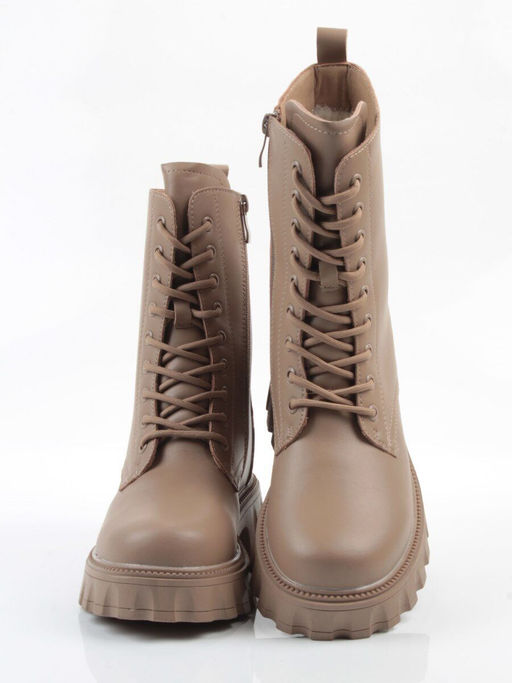 04-PAX33-2Z DK. BEIGE Ботинки зимние женские (натуральная кожа, 100% шерсть)