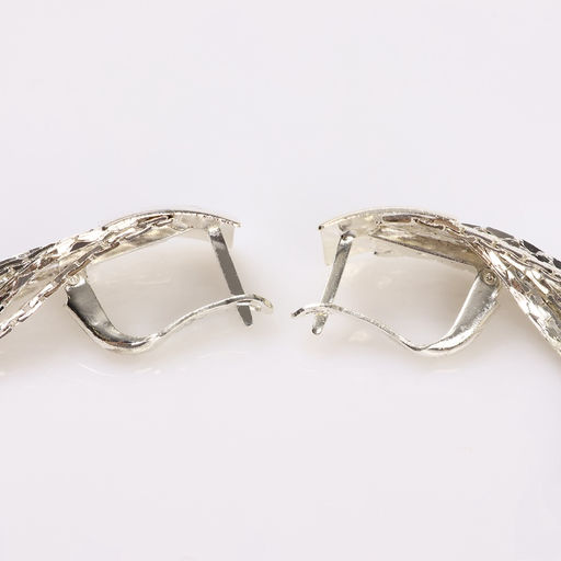 Серьги висячие Голливуд квадрат и нити, цвет серебро, 6,5см - Queen fair фото 7