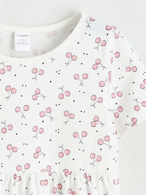 Bisiklet Yaka ?i?ekli K?z ?ocuk Elbise