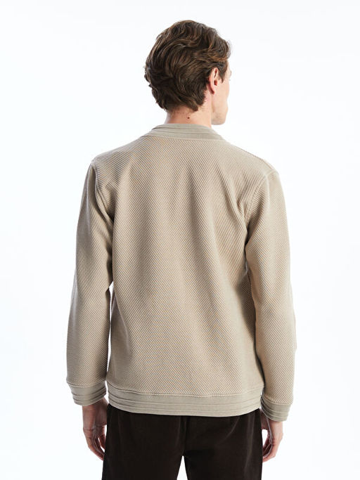 Kolej Yaka Uzun Kollu Erkek Fermuarl? Sweatshirt