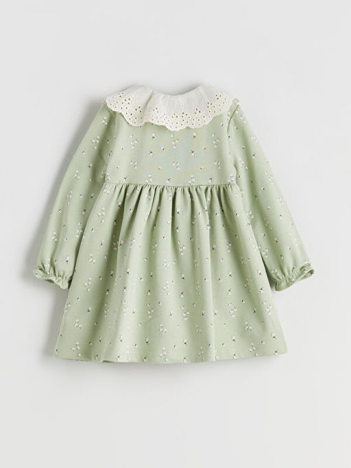 Bebe Yaka ?i?ekli K?z Bebek Elbise