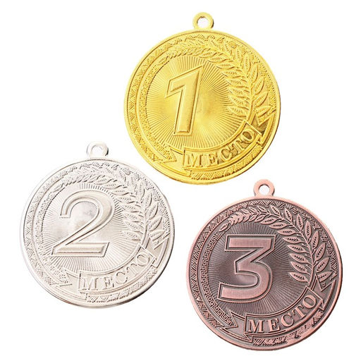 Цена за 2 шт. Медаль призовая «2 место» серебро 196, d=5 см, без ленты