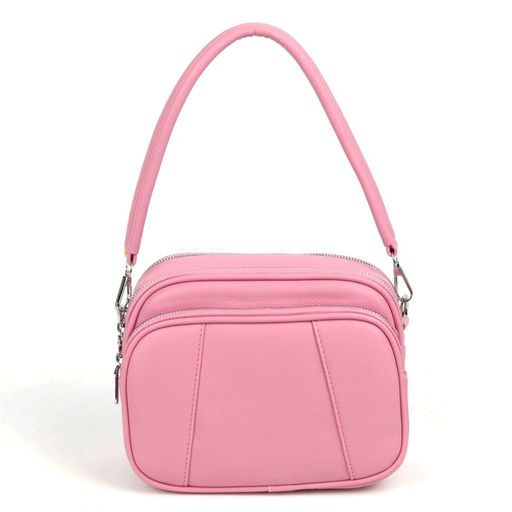 Женская сумка кросс боди из эко кожи с двумя отделениями на молниях 893413 Пинк - Cidirro фото 2