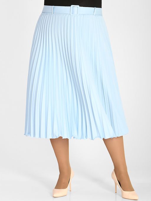 Плиссированная юбка миди с поясом - Almond фото 8