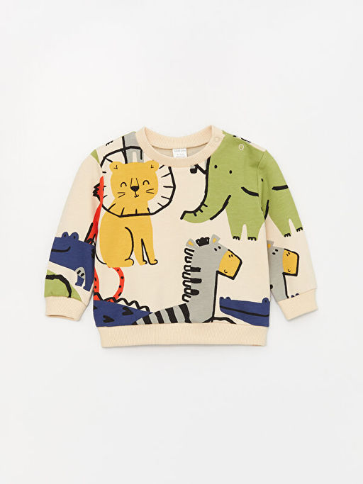 Bisiklet Yaka Bask?l? Uzun Kollu Erkek Bebek Sweatshirt 2li - Waikiki фото 2