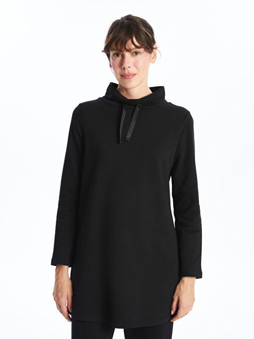 Yar?m Bal?k?? Yaka Kad?n Kal?n Sweatshirt Tunik