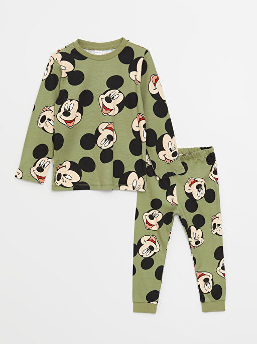 Bisiklet Yaka Uzun Kollu Mickey Mouse Bask?l? Erkek Bebek Pijama Tak?m - Waikiki фото 3