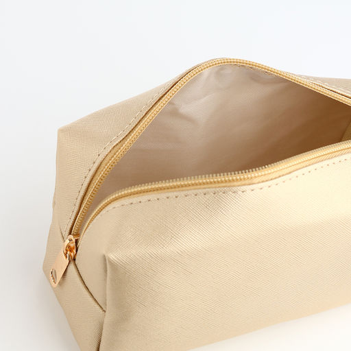 Косметичка женская на молнии, маленькая, объёмная, золотая - Simaland фото 3