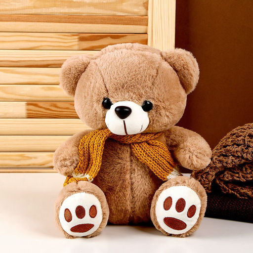 Мягкая игрушка «Мишка в шарфе», 24 см, цвет коричневый