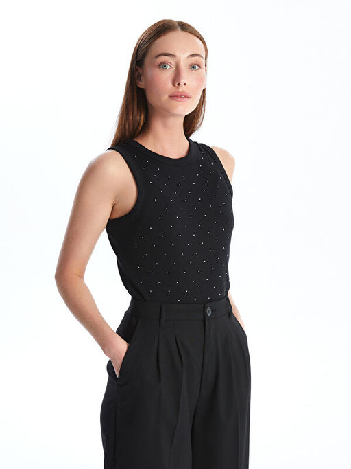 Bisiklet Yaka Parlak Ta?l? Kad?n Atlet