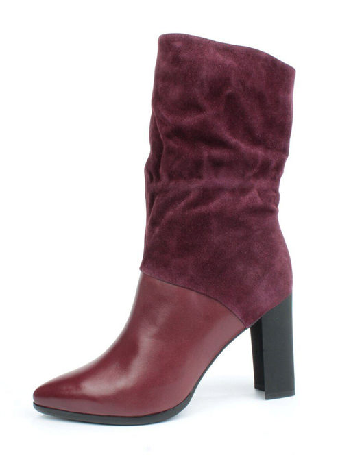 02-YF190-051M DK. RED Сапоги зимние женские (натуральная замша, байка, натуральный мех)