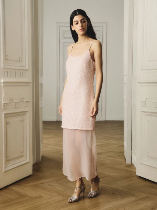 Двуслойное платье миди с пайетками / Zarina