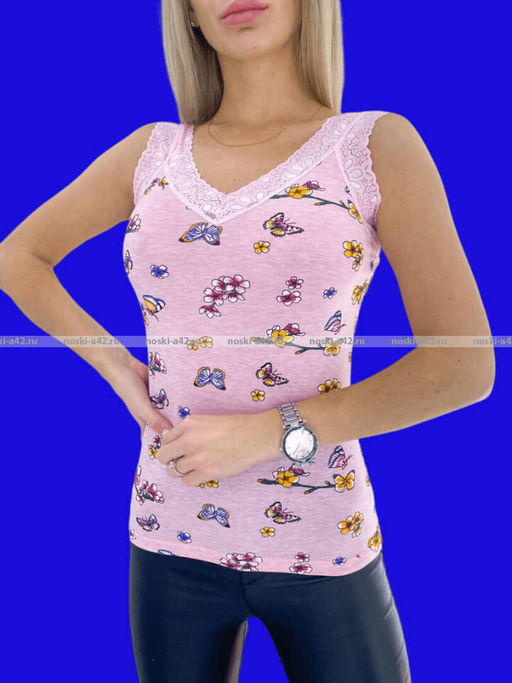 Цена за 1 шт. Майки женские Miss Emma Турция Кружево Бабочки розовые