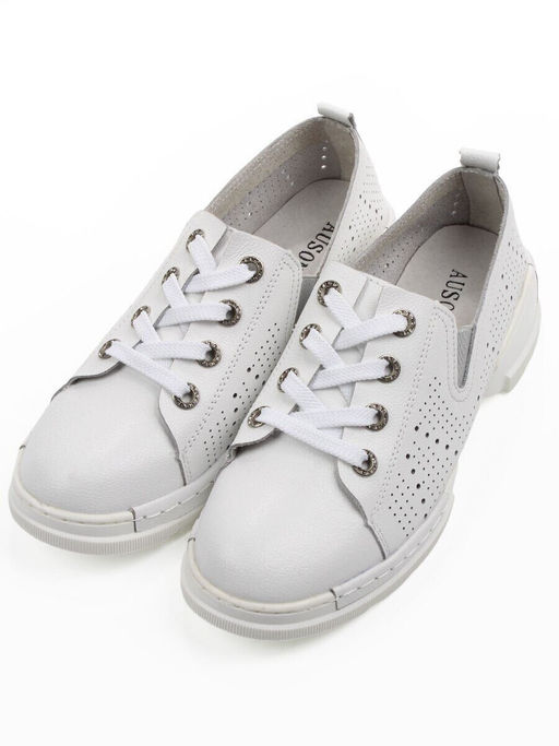 03-YB13-2 WHITE Полуботинки летние женские (натуральная кожа)