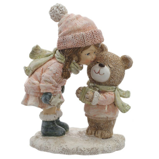 Фигурка декоративная "Девочка и медвежонок", L9 W6 H12 см, 2в.