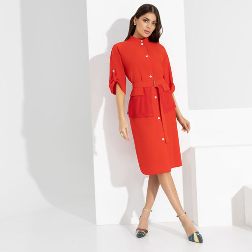 Платье-рубашка Изящный облик (пламенный поцелуй, с баской) - Charutti фото 4