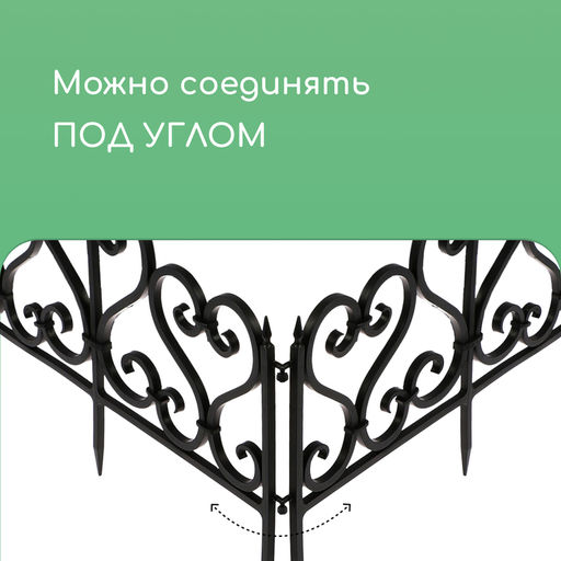 Ограждение декоративное, 32×300 см, 6 секций, пластик, чёрное