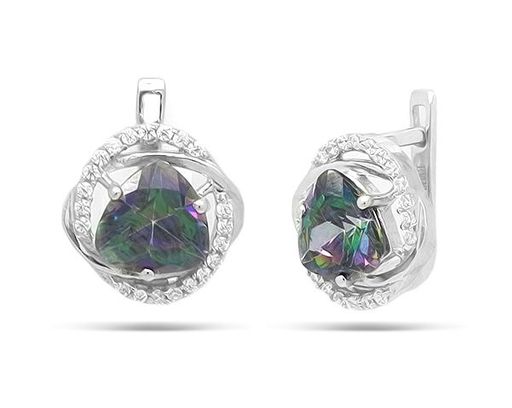 Серьги из серебра мистик кварц, Борей