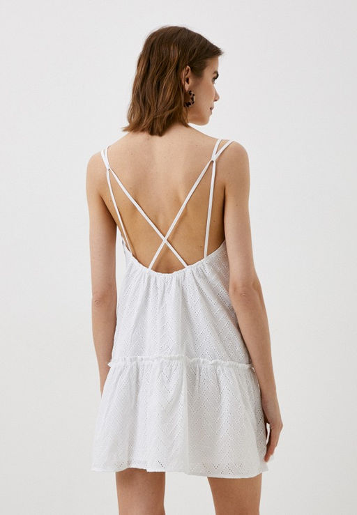 Платье из хлопковой ткани с перфорированным зигзагообразным узором - Incity фото 14