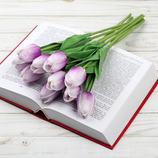 Цветок искусственный Тюльпан 30 см бело-фиолетовые / 1205 /уп 10/200/1200/ латэкс - ГалеонТрейд фото 14