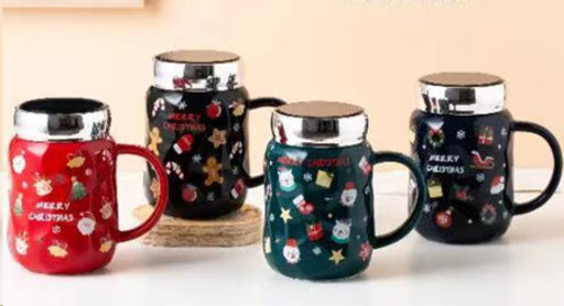 Кружка новогодняя с крышкой /500 мл/ 107-9 /уп 60/