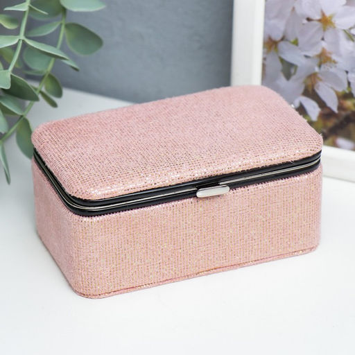 Шкатулка кожзам для украшений Мелкие квадратики. Чёрное серебро 6х7х12 см - Simaland фото 9