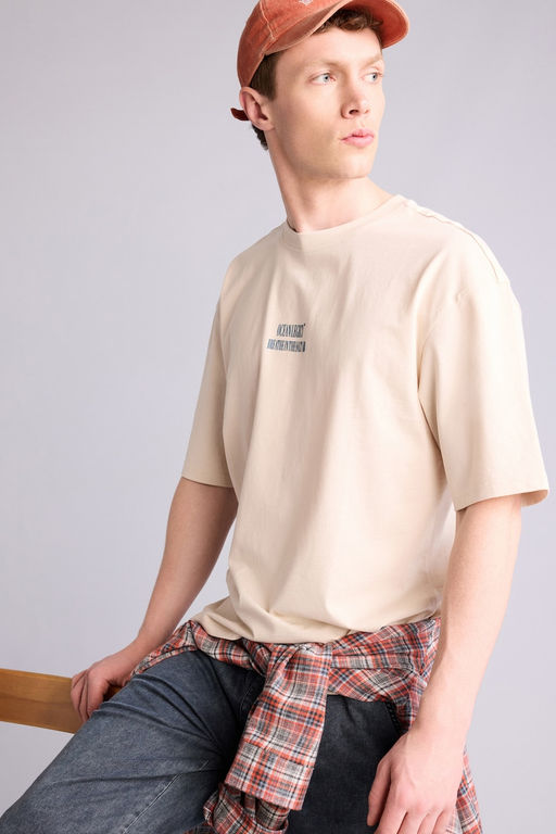 %100 Pamuk Boxy Fit S_rt Bask_l_ Ti__rt - Defacto фото 4
