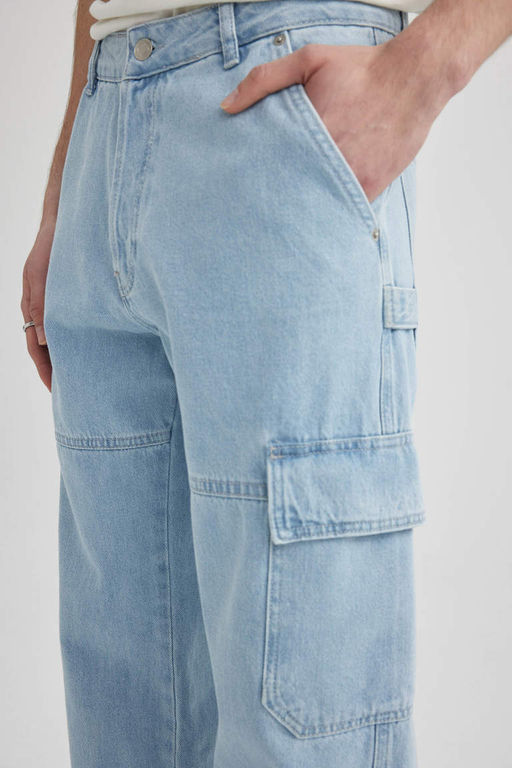 Джинсовые брюки широкого кроя с нормальной талией и широкими штанинами - Defacto фото 5