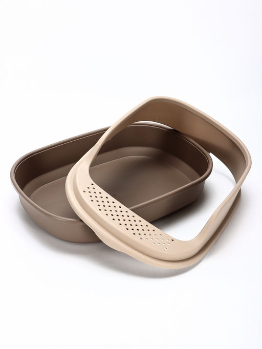 Лоток для кошек "Фур-Мур", 48×35.5 см, с высоким бортом, с совком, покрытие Soft-touch, цвет капучино