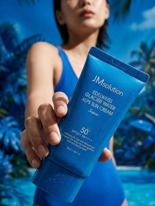 Jmsolution Охлаждающий солнцезащитный крем / Edelweiss Glacier Water Alps Moist Suncream Snow SPF50+/PA++++, 50 мл