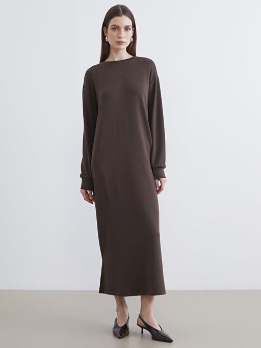 Bisiklet Yaka Y?rtma?l? Sweat Elbise