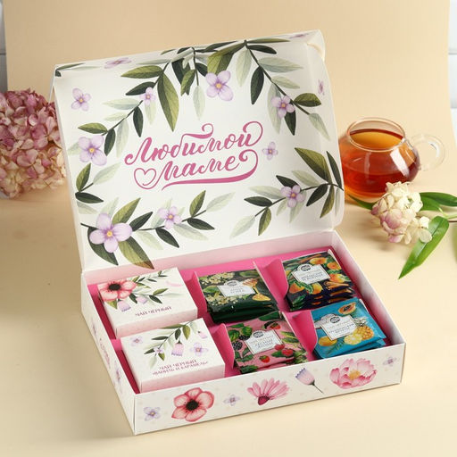 Набор с чаем Любимой мамочке, весовой чай 40 г (2 шт. х 20 г)., чай в пакетиках 21,6 (12 шт. х 1,8 г). - Simaland фото 2