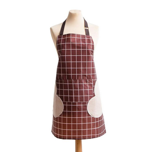 Фартук Доляна с карманами в клетку цв.бордо, 70*65 см  фото 2