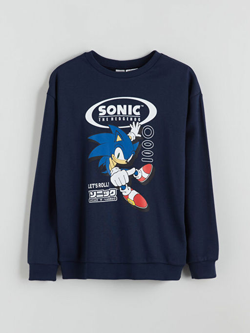 Bisiklet Yaka Sonic Bask?l? Erkek ?ocuk Ti??rt