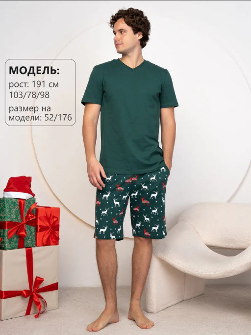Мужская новогодняя пижама из 100% хлопка - Binita фото 14