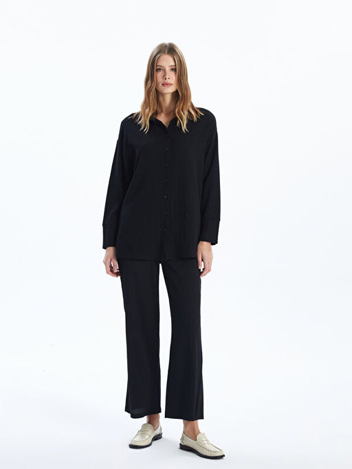 Dokulu Oversize Kad?n G?mlek Tunik