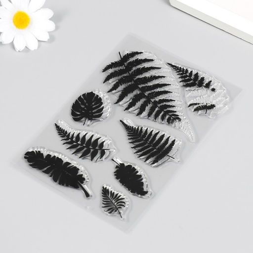 Штамп для творчества силикон "Листья папоротников и монстеры" 16х11 см