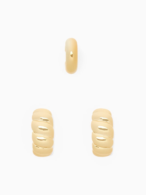 Серьги и каффы QF Плетённый бублик, набор, цвет золото  фото 2