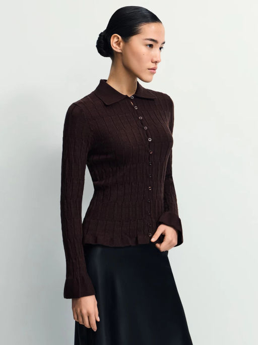 Приталенный кардиган с вискозой в составе / Zarina  фото 5