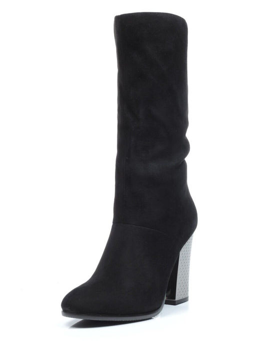 YF189-011M BLACK Полусапоги зимние женские (натуральная замша, натуральный мех (еврозима))