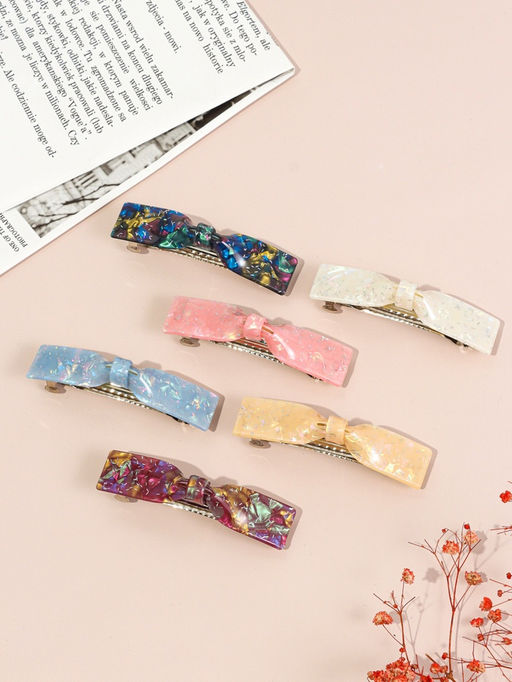 Цена за 3 шт. Заколка-автомат для волос "Вэнна" блеск, 8 см, микс