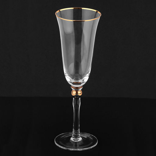 Жаклин Бокал стеклянный 220мл, д7,3см, h22,2см, для шампанского, тонкостенное, прозрачное стекло, отводка золотом (Китай) Цена указана за штуку. В коробке 4 штуки. - Домашняя мода фото 5